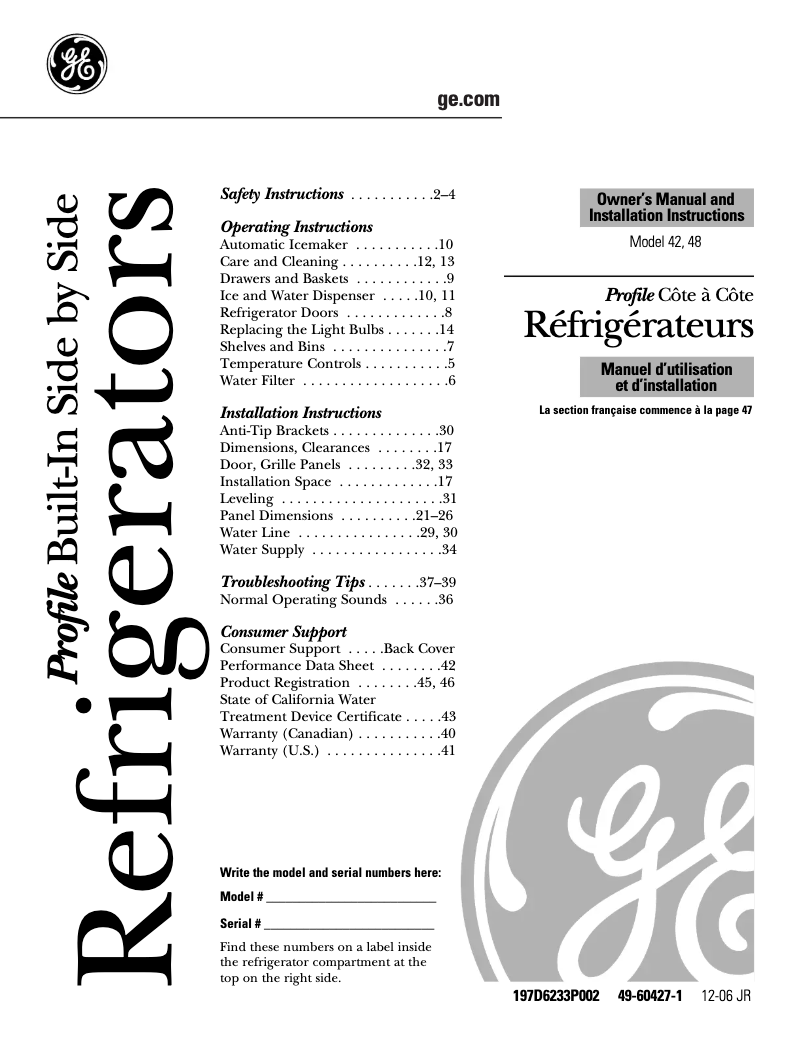 Image de la première page du manuel de l'appareil PSB48LGRBV