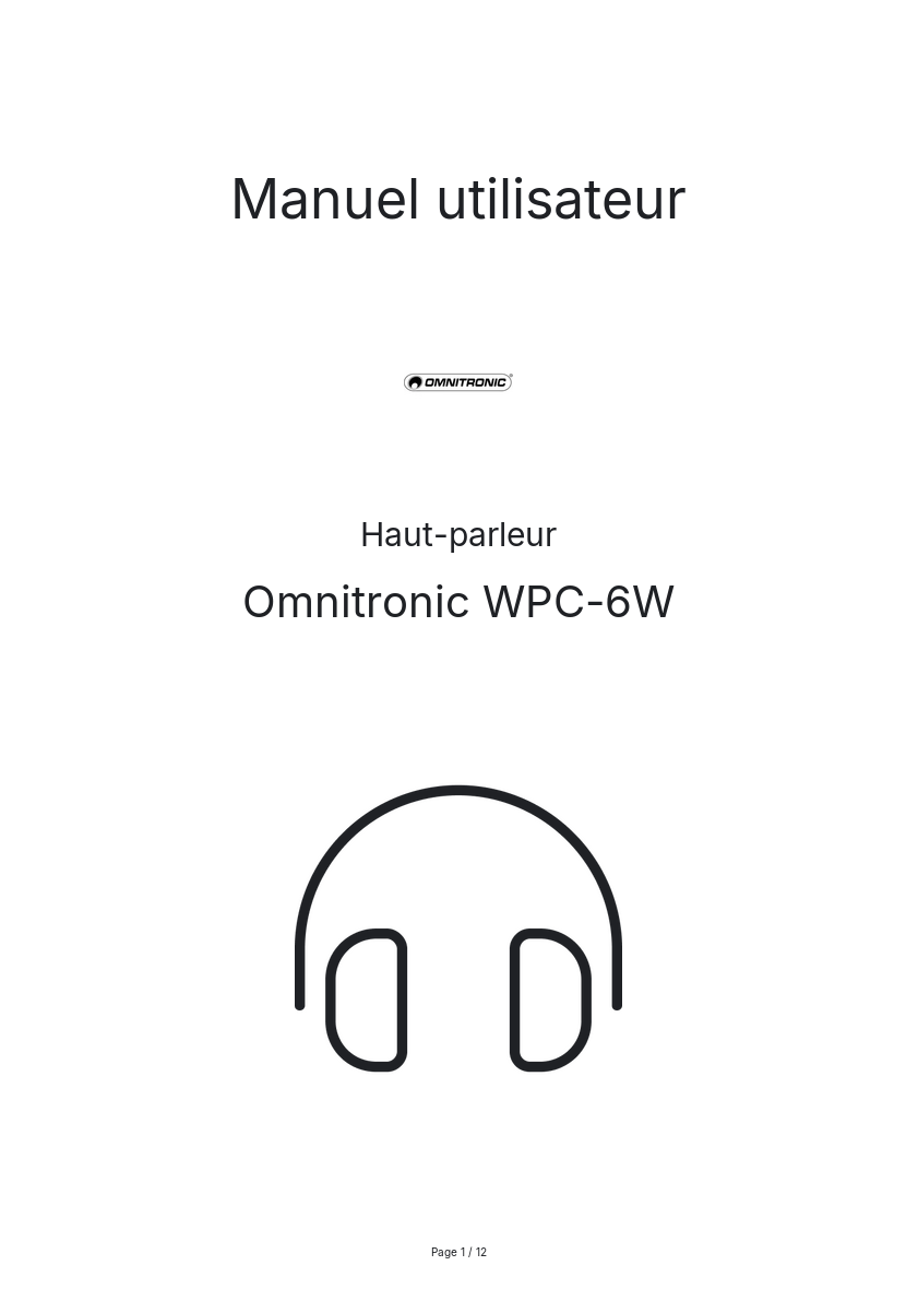 Image de la première page du manuel de l'appareil WPC-6W