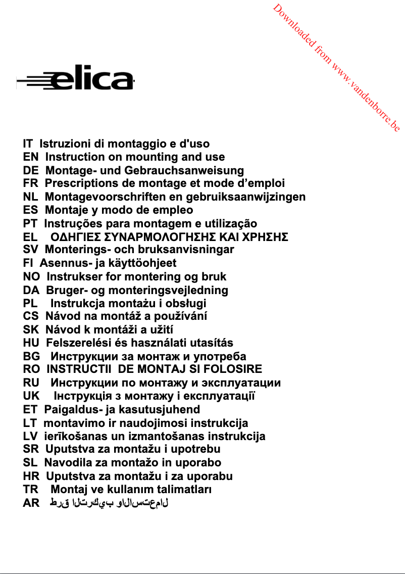 Page n°1 - Manuel utilisateur Elica TUBE