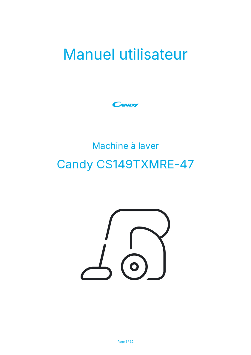 Page n°1 - Manuel utilisateur Candy CS149TXMRE-47