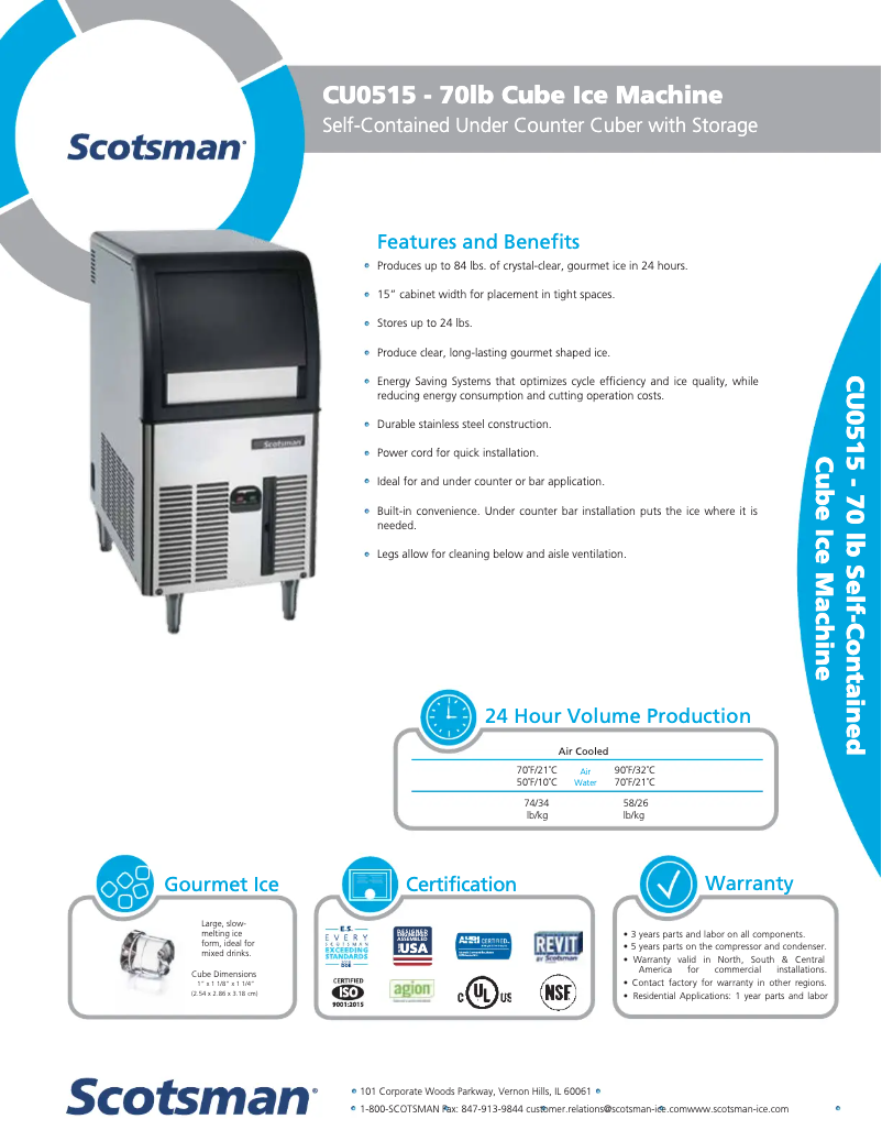 Page n°1 - Fiche technique Scotsman CU0515