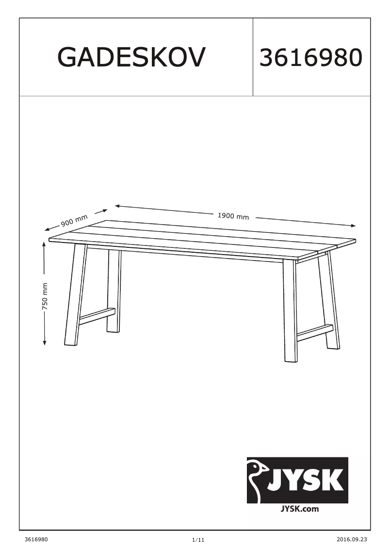 Image de la première page du manuel de l'appareil Gadeskov (90x190x75)
