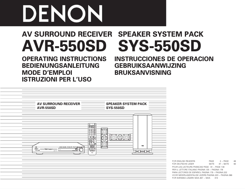 Page n°1 - Manuel utilisateur Denon AVR-550SD