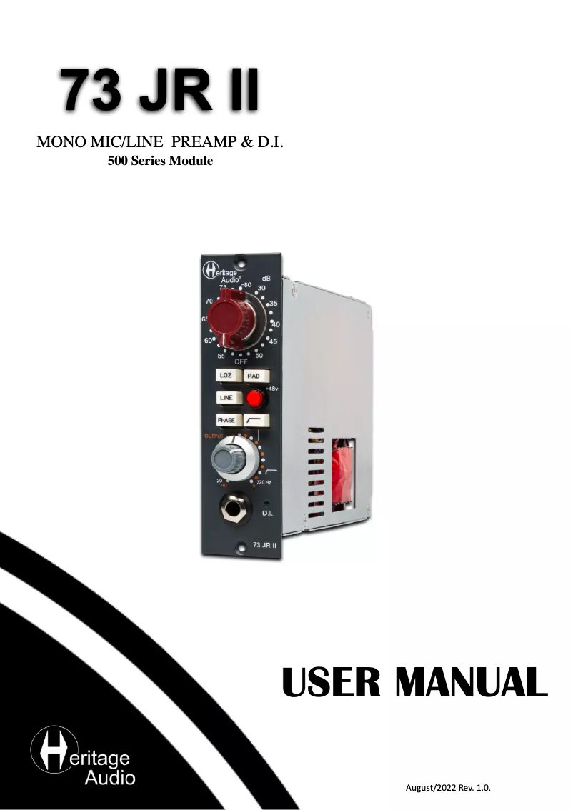 Page 1 de la notice Manuel utilisateur Heritage Audio 73 JR II