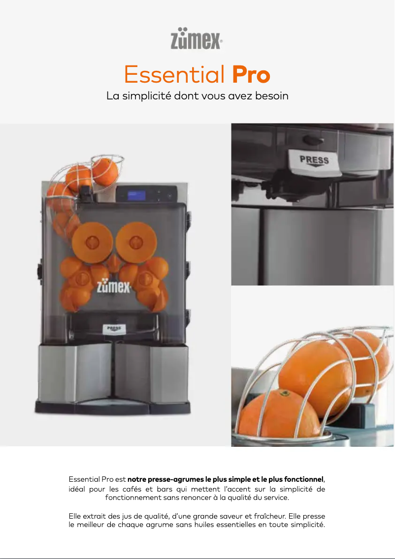 Image de la première page du manuel de l'appareil Essential Pro