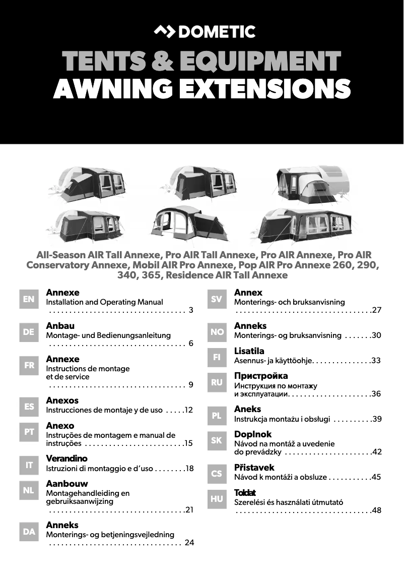 Página 1 del manual Manual de usuario Dometic Pro AIR Annexe