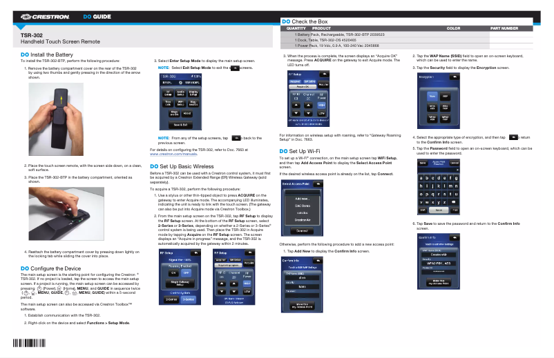 Page 1 de la notice Manuel utilisateur Crestron TSR-302-B