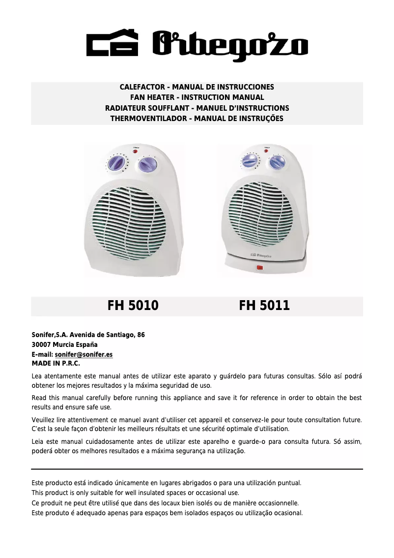 Image de la première page du manuel de l'appareil FH 5010