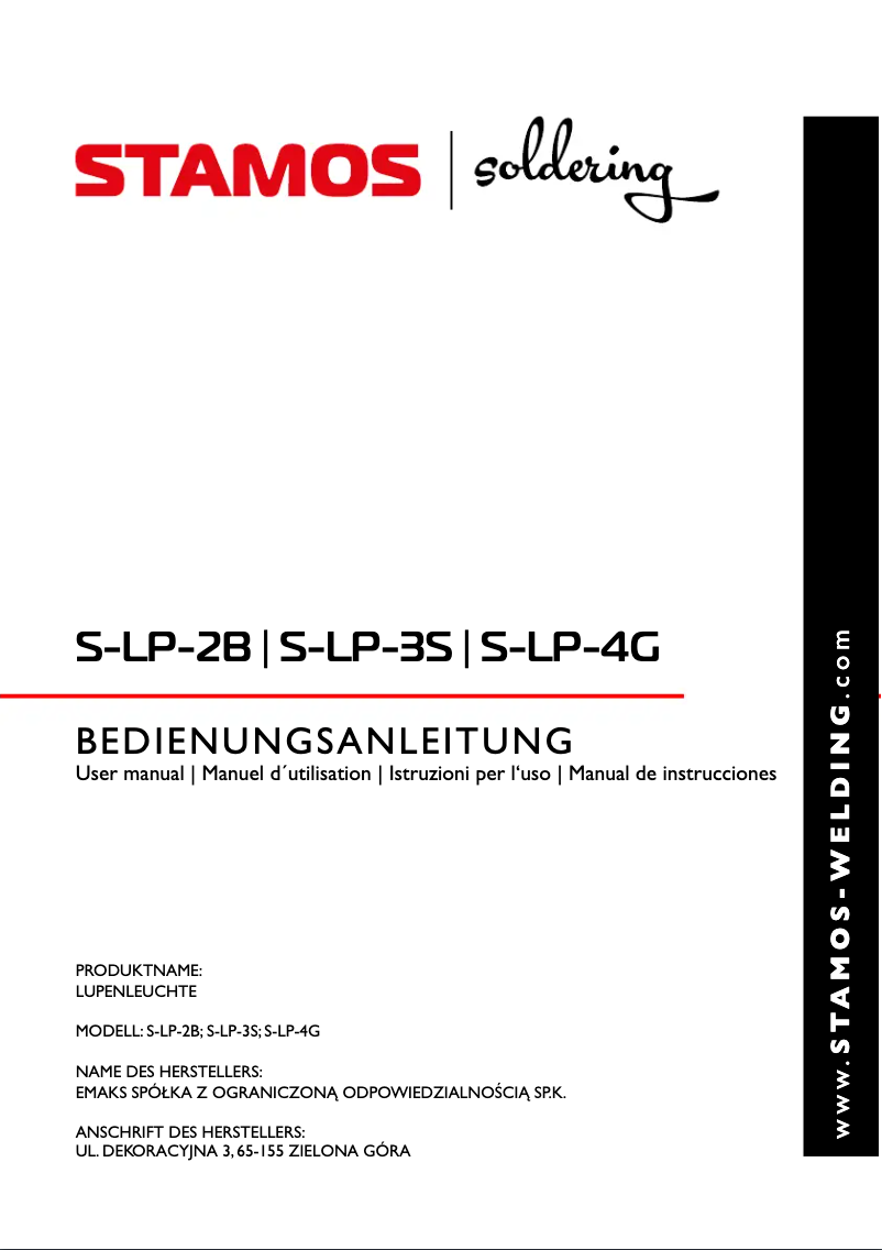 Page n°1 - Manuel utilisateur Stamos S-LP-2B
