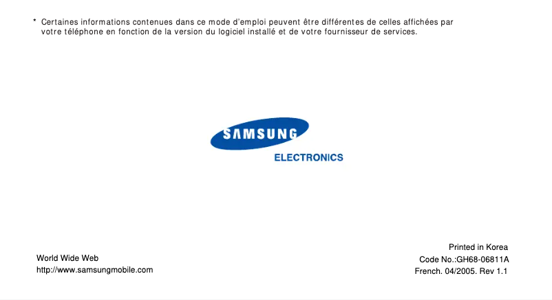 Image de la première page du manuel de l'appareil SGH-E620