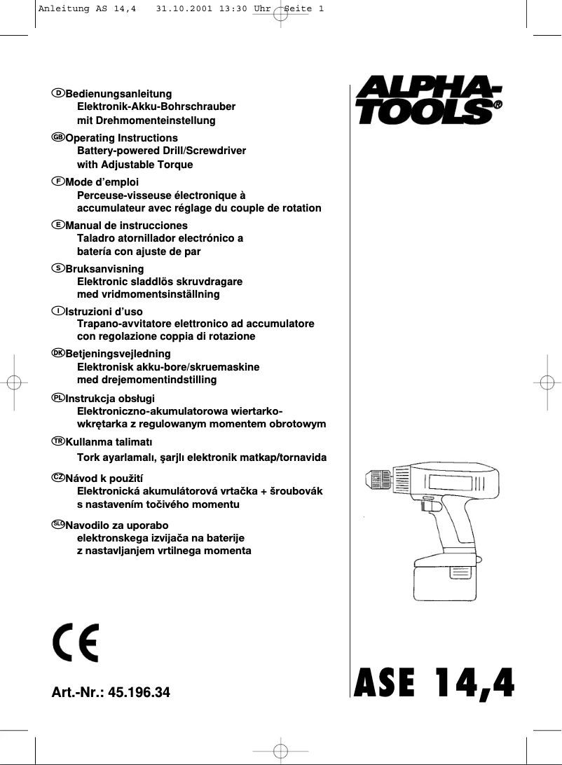 Image de la première page du manuel de l'appareil AS 14,4