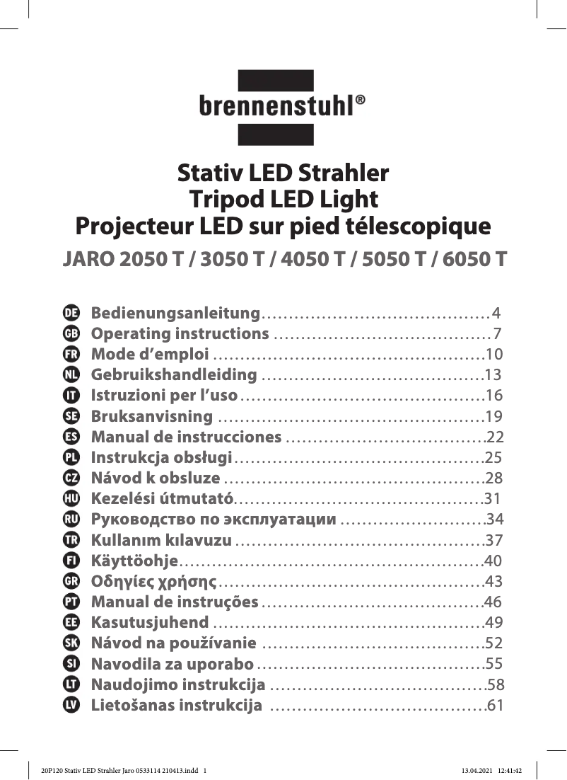 Imagen de la primera página del manual del dispositivo JARO 4050 T