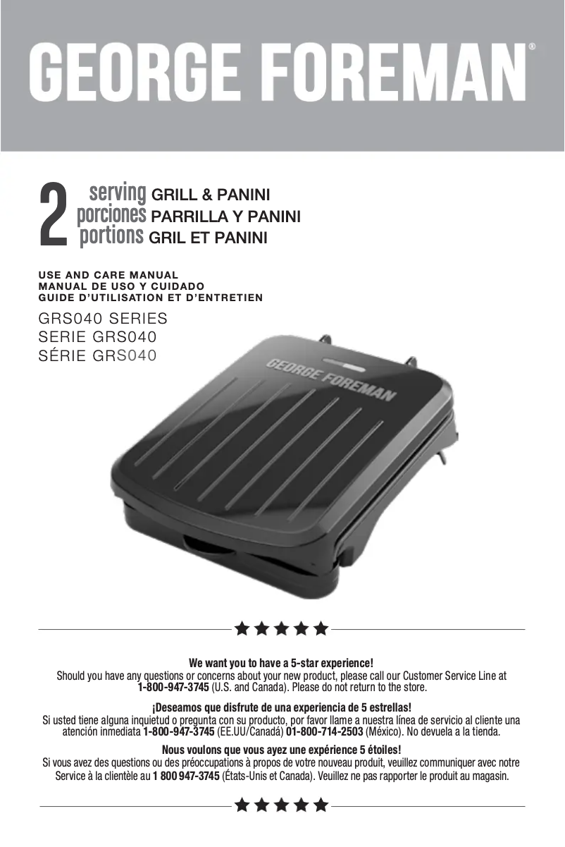 Página 1 del manual Manual de usuario George Foreman GRS040B