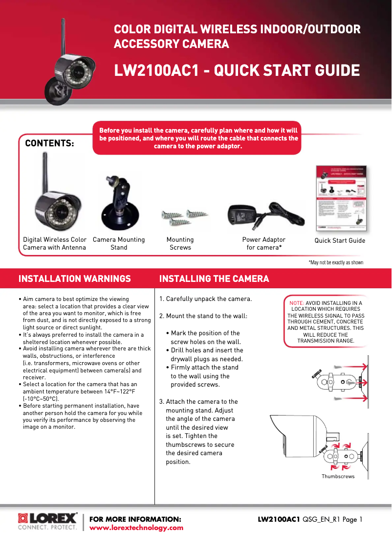 Image de la première page du manuel de l'appareil LW2100AC1