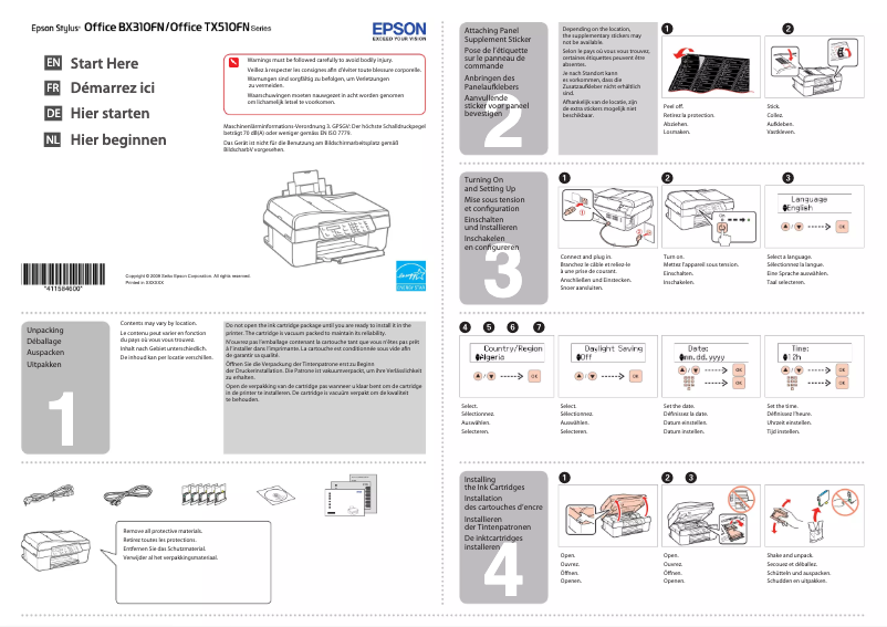 Página 1 del manual Guía de instalación Epson Stylus Office BX310FN