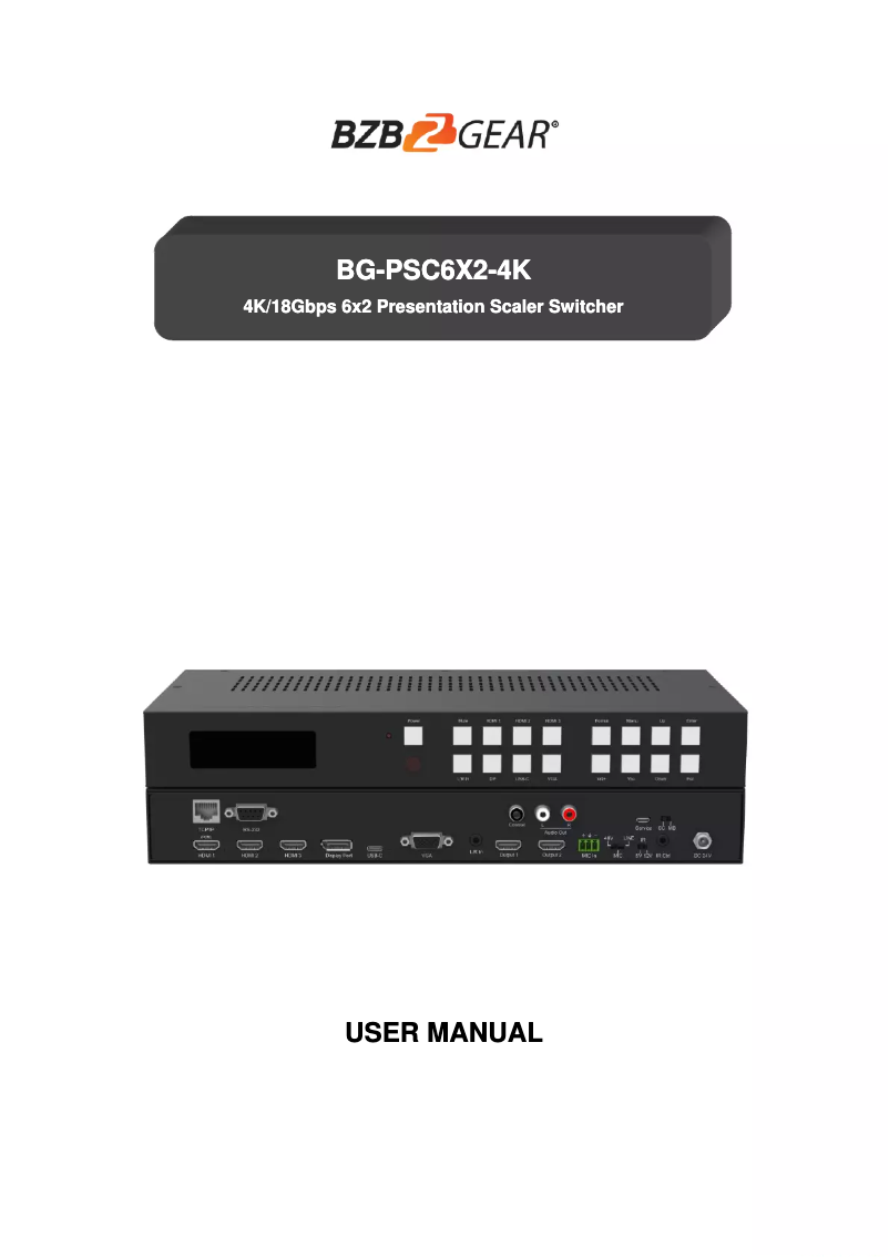 Page 1 de la notice Manuel utilisateur BZBGear BG-PSC6X2-4K