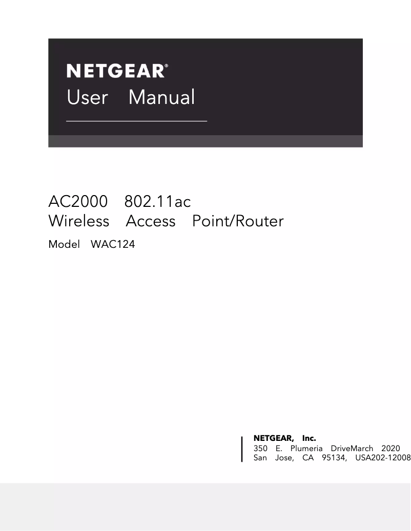 Page 1 de la notice Manuel utilisateur Netgear WAC124