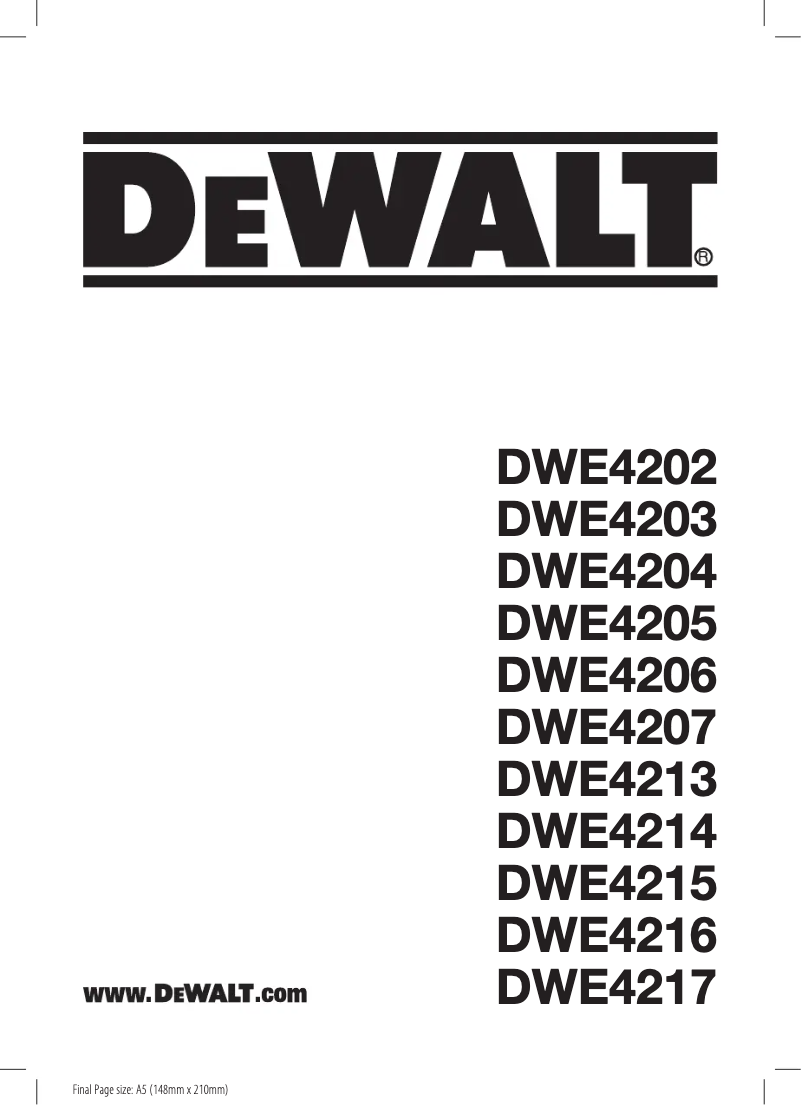 Page n°1 - Manuel utilisateur DeWalt DWE4202