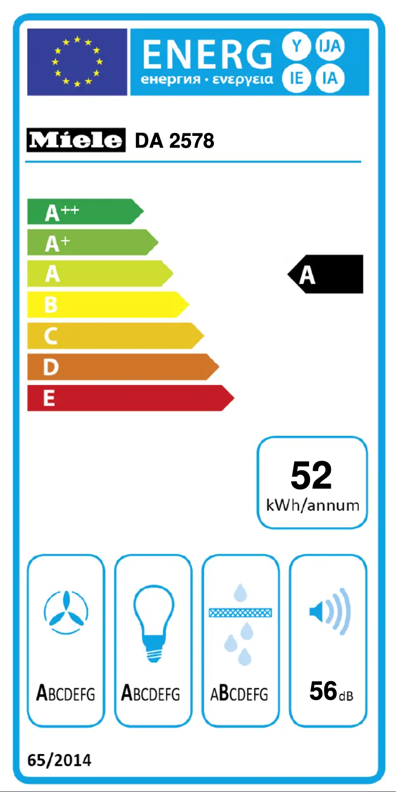 Page n°1 - Label énergétique Miele DA 2578
