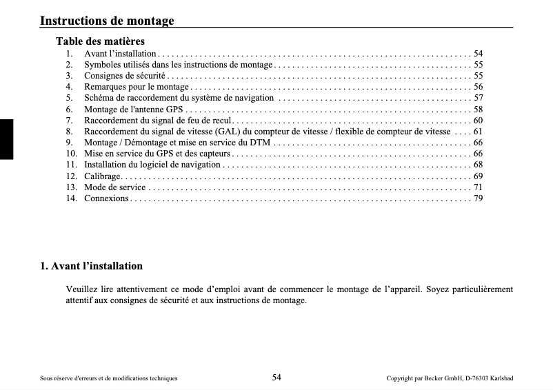 Page 1 de la notice Manuel utilisateur Becker DTM High Speed 7910