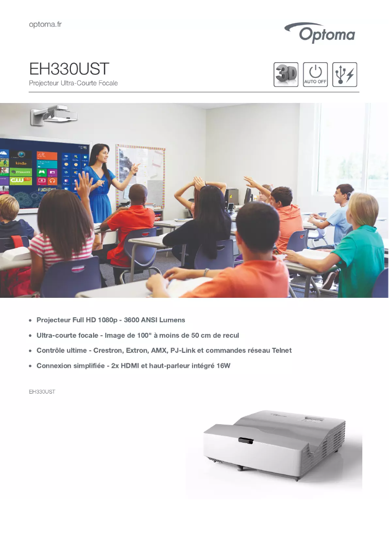 Page n°1 - Fiche technique Optoma EH330UST