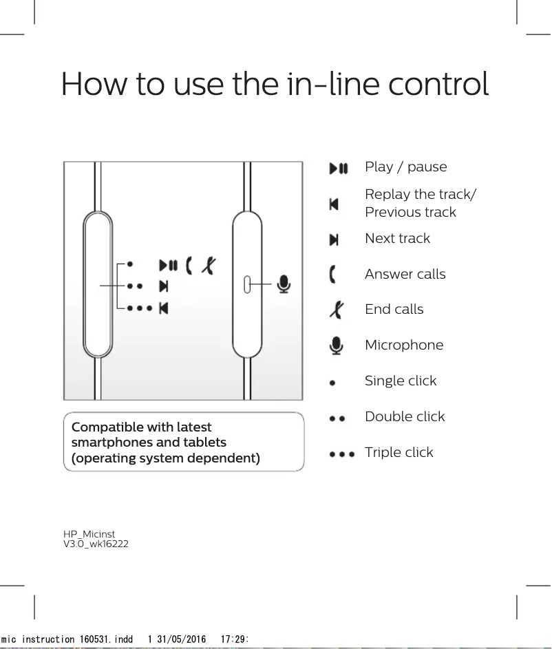 Page 1 de la notice Manuel utilisateur Philips SHE3205