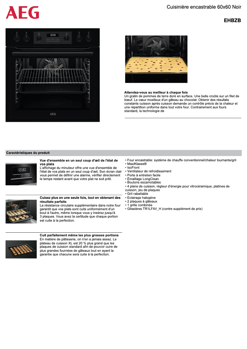 Página 1 del manual Ficha técnica AEG EHBZB