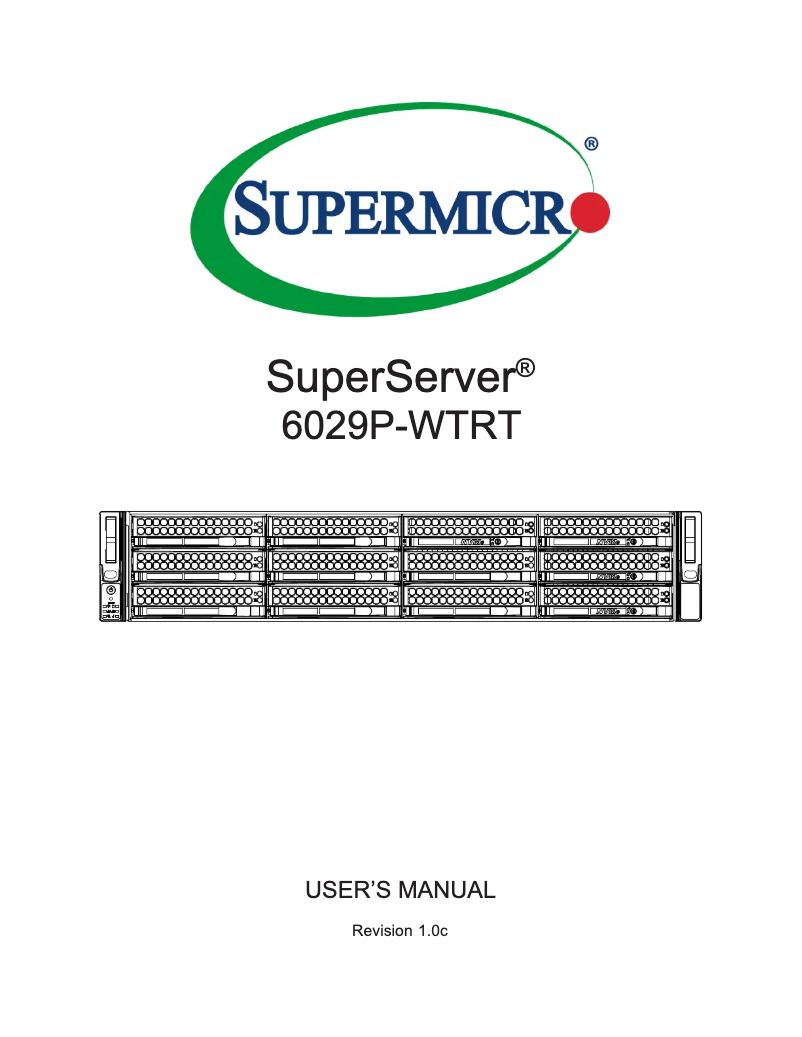 Page 1 de la notice Manuel utilisateur Supermicro SuperServer 6029P-WTRT