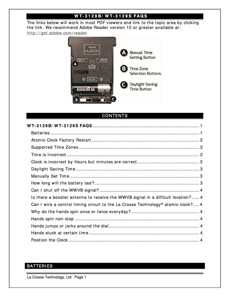 Page n°1 - FAQ La Crosse Technology WT-3129S