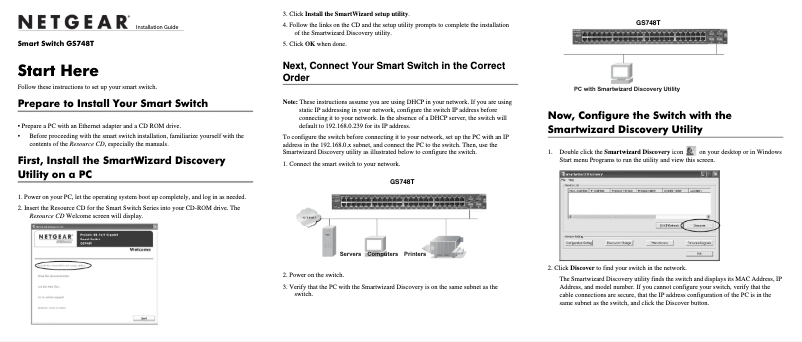 Page 1 de la notice Guide d'installation Netgear GS748Tv3