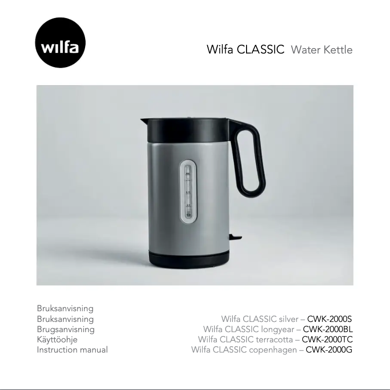 Page 1 de la notice Manuel utilisateur Wilfa Classic CWK-2000BL