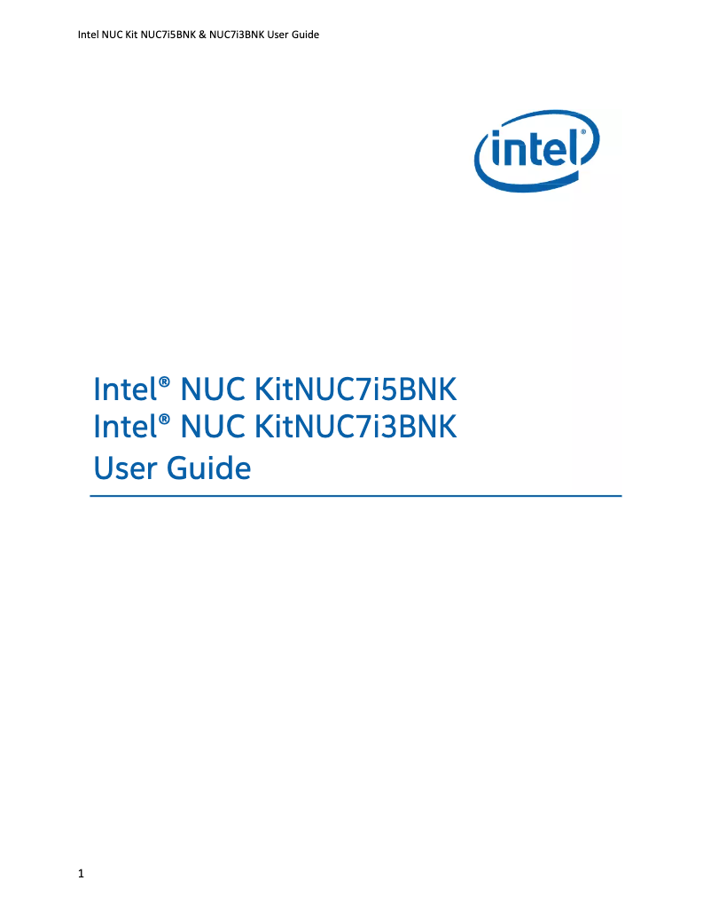 Page 1 de la notice Manuel utilisateur Intel NUC7i3BNK