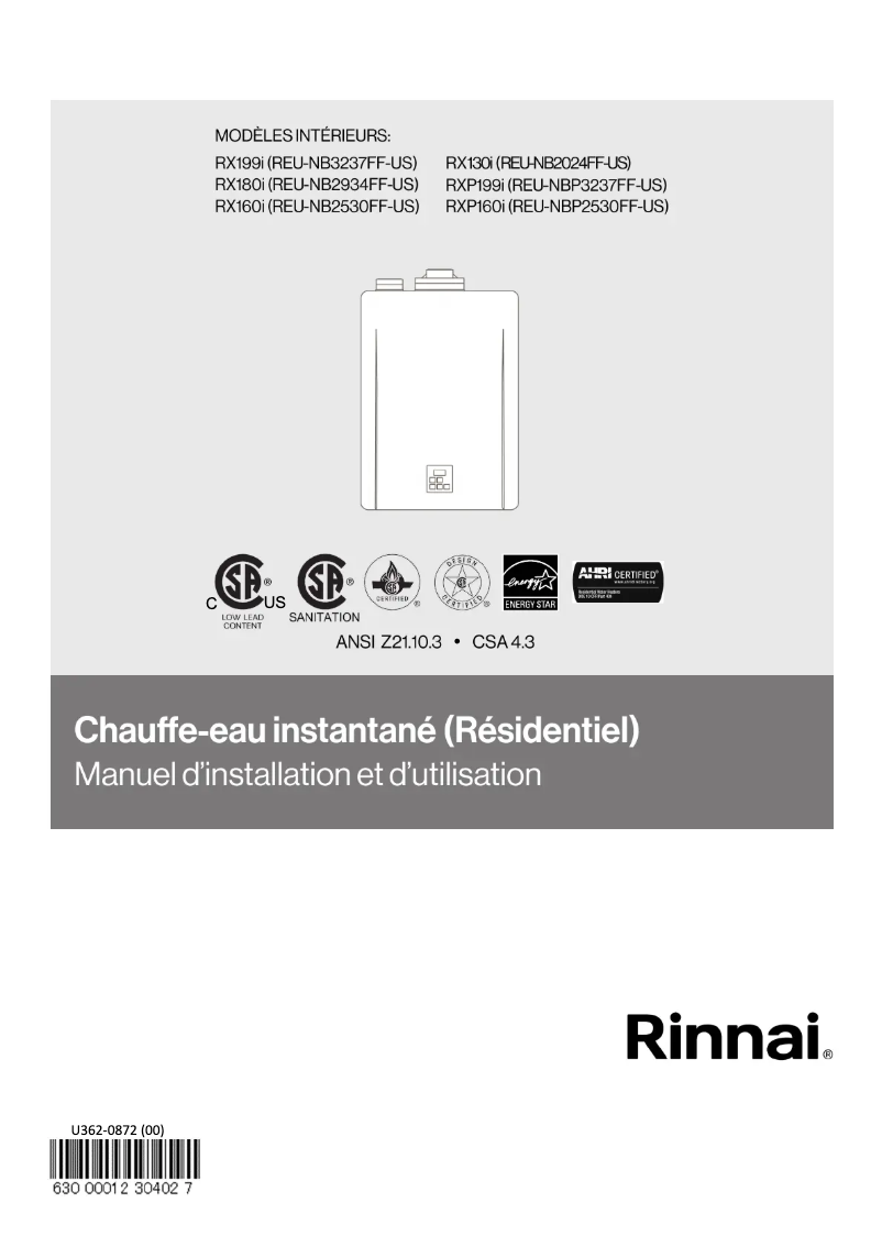 Image de la première page du manuel de l'appareil RXP160iN