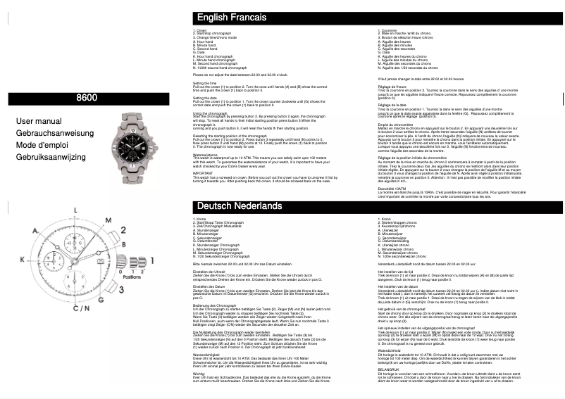 Page n°1 - Manuel utilisateur Davis 8600