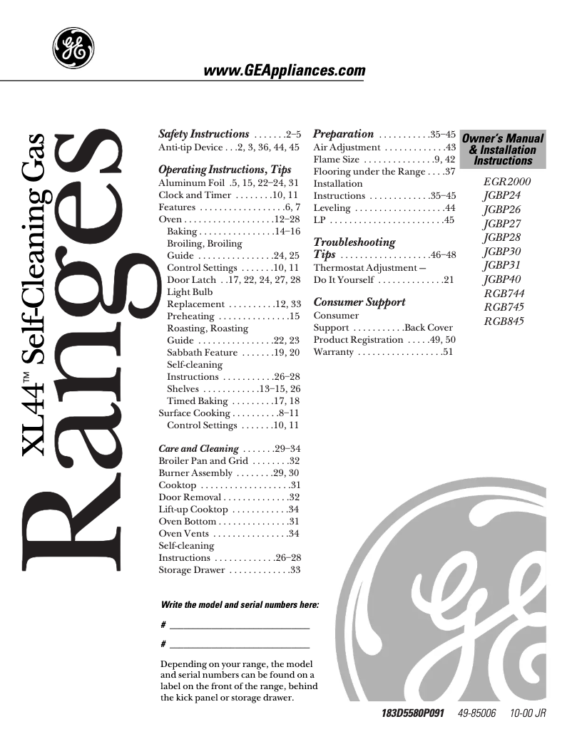 Page 1 de la notice Guide d'installation Hotpoint RGB744BEAWH