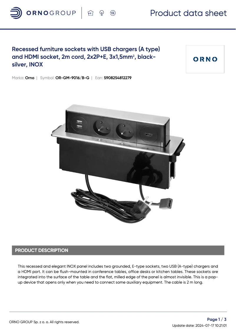 Image de la première page du manuel de l'appareil OR-GM-9016