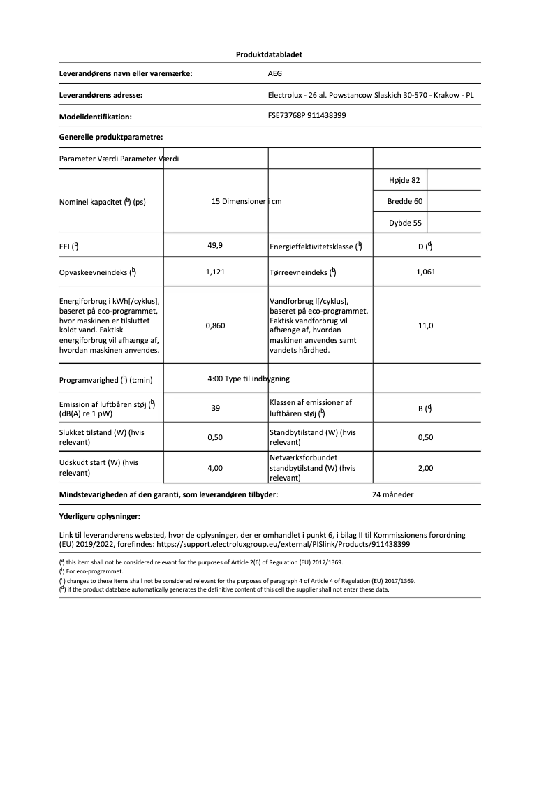 Image de la première page du manuel de l'appareil FSE73768P