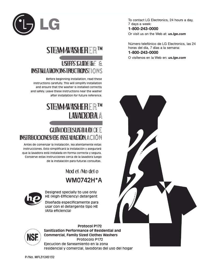 Page 1 de la notice Manuel utilisateur LG WM0742HGA