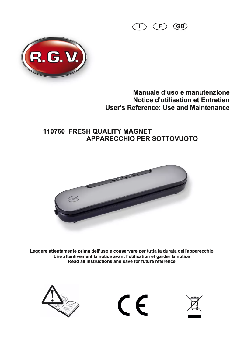 Page 1 de la notice Manuel utilisateur RGV Fresh Quality Magnet 110760
