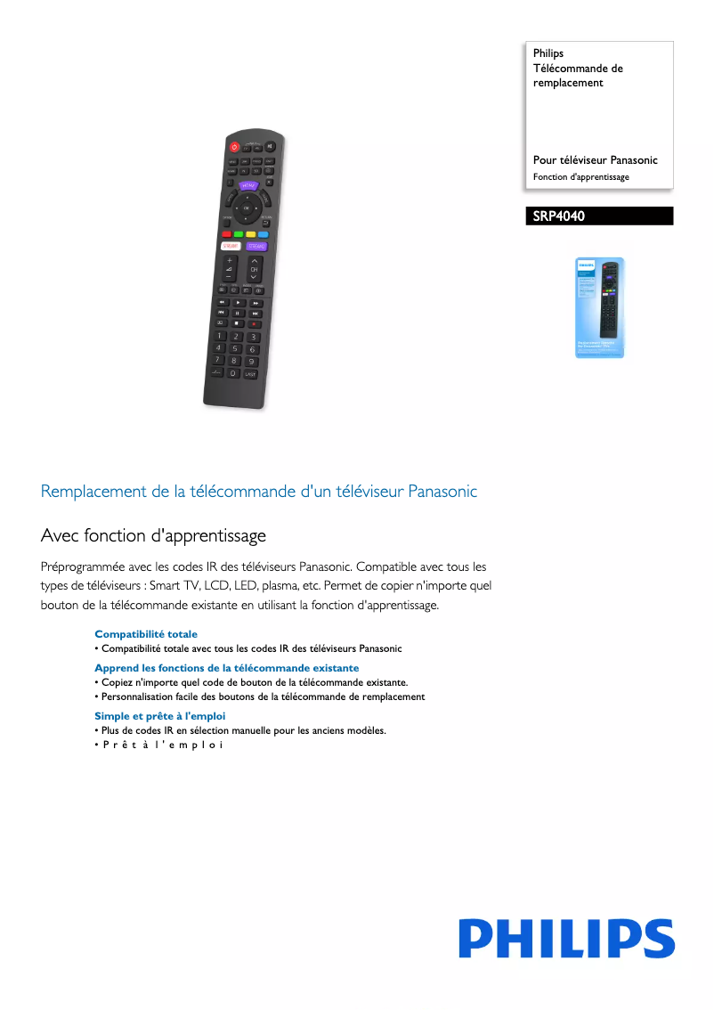 Page n°1 - Fiche technique Philips SRP4040