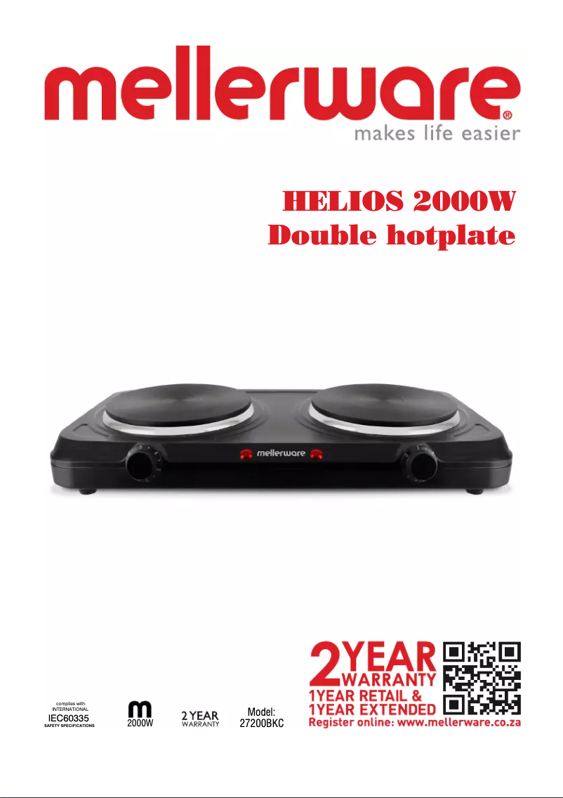 Page 1 de la notice Manuel utilisateur Mellerware Helios 27200BKC
