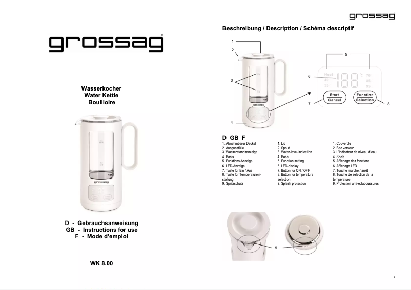Image de la première page du manuel de l'appareil WK 8.00