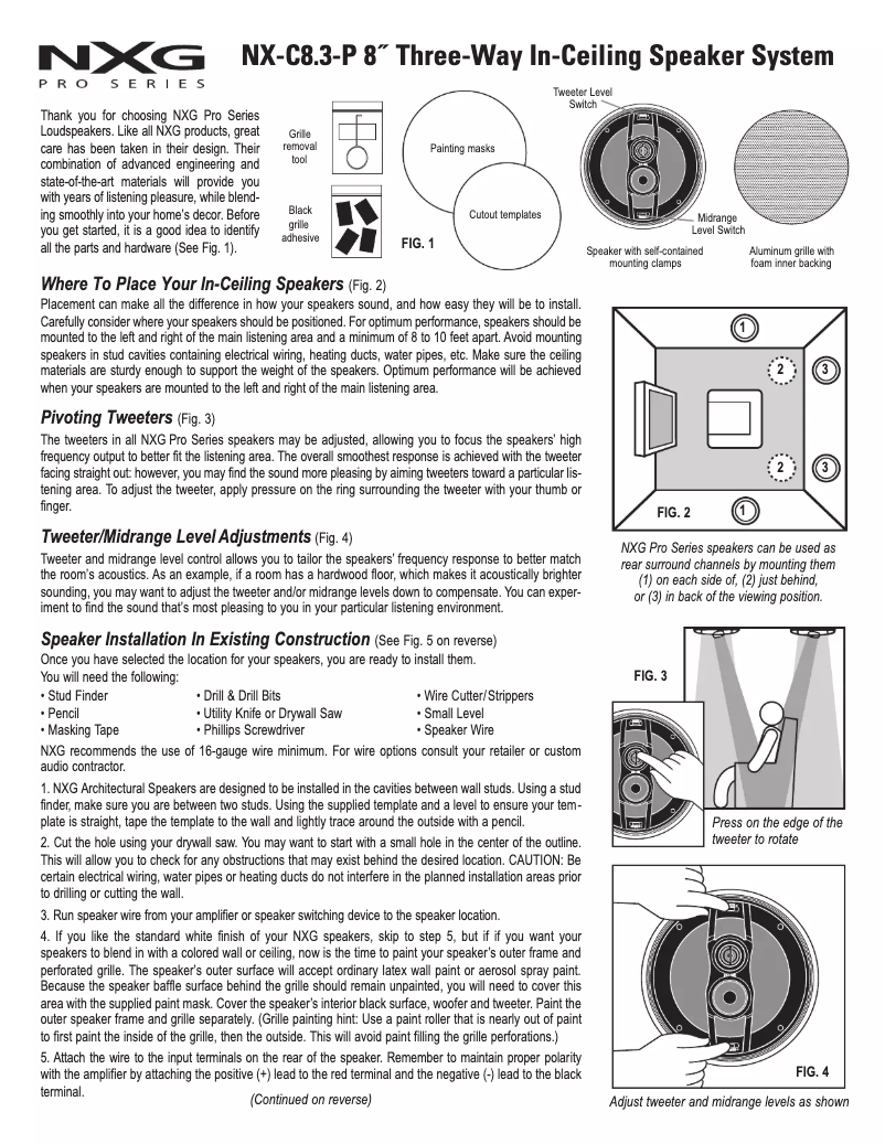 Page 1 de la notice Manuel utilisateur Nxg NX-C8.3-P