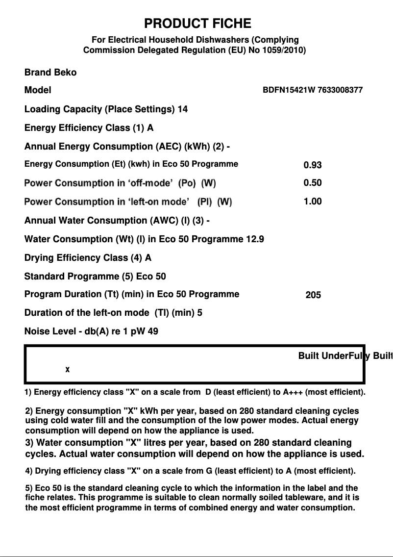 Page n°1 - Fiche technique Beko BDFN15421W