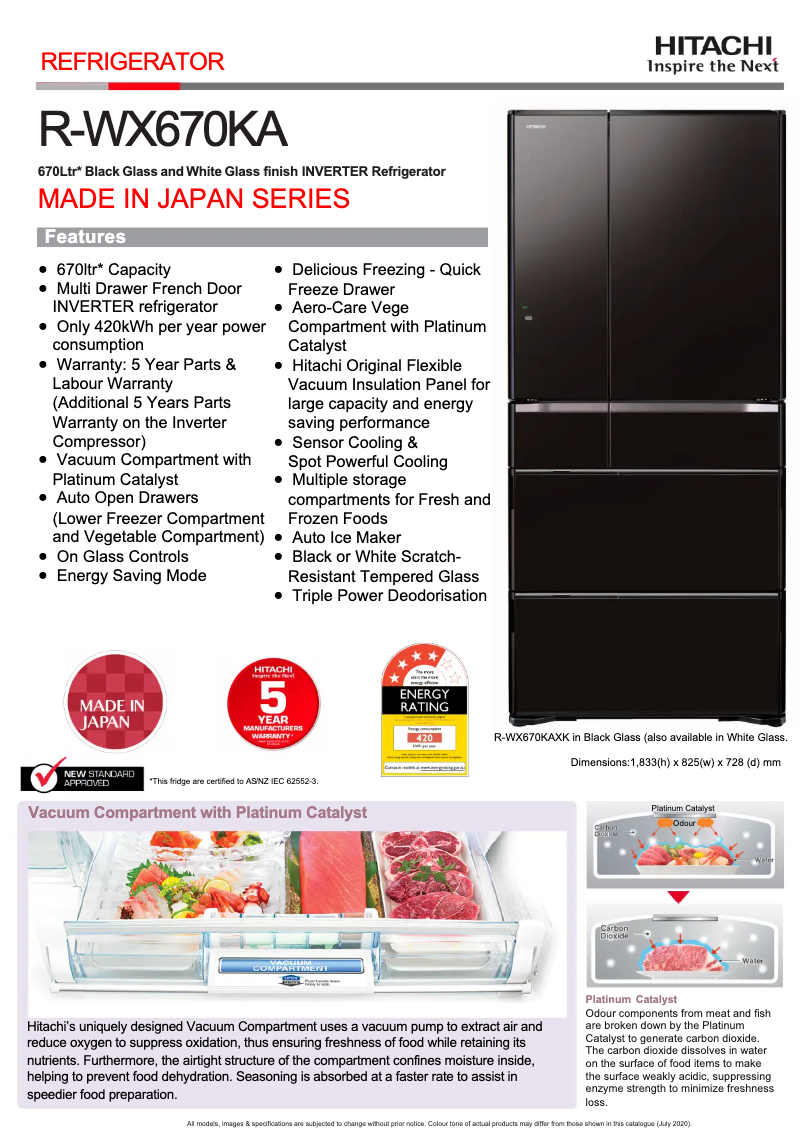 Page 1 de la notice Manuel utilisateur Hitachi R-WX670KAXK