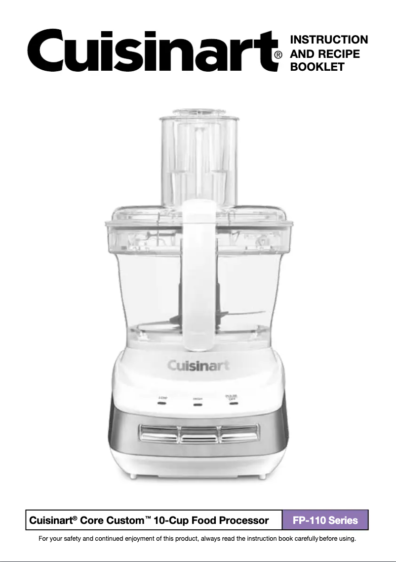 Page 1 de la notice Manuel utilisateur Cuisinart Core Custom FP-110MB