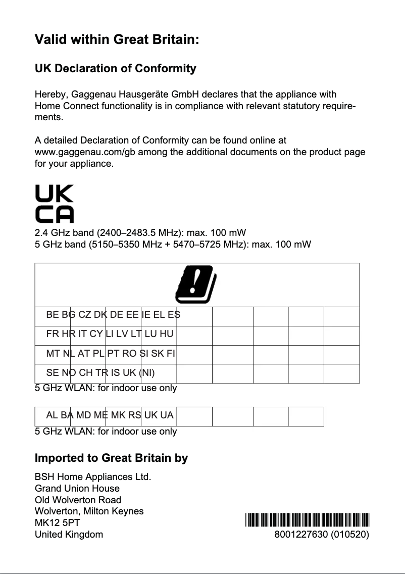 Page 1 de la notice Guide d'installation Gaggenau DF270101F