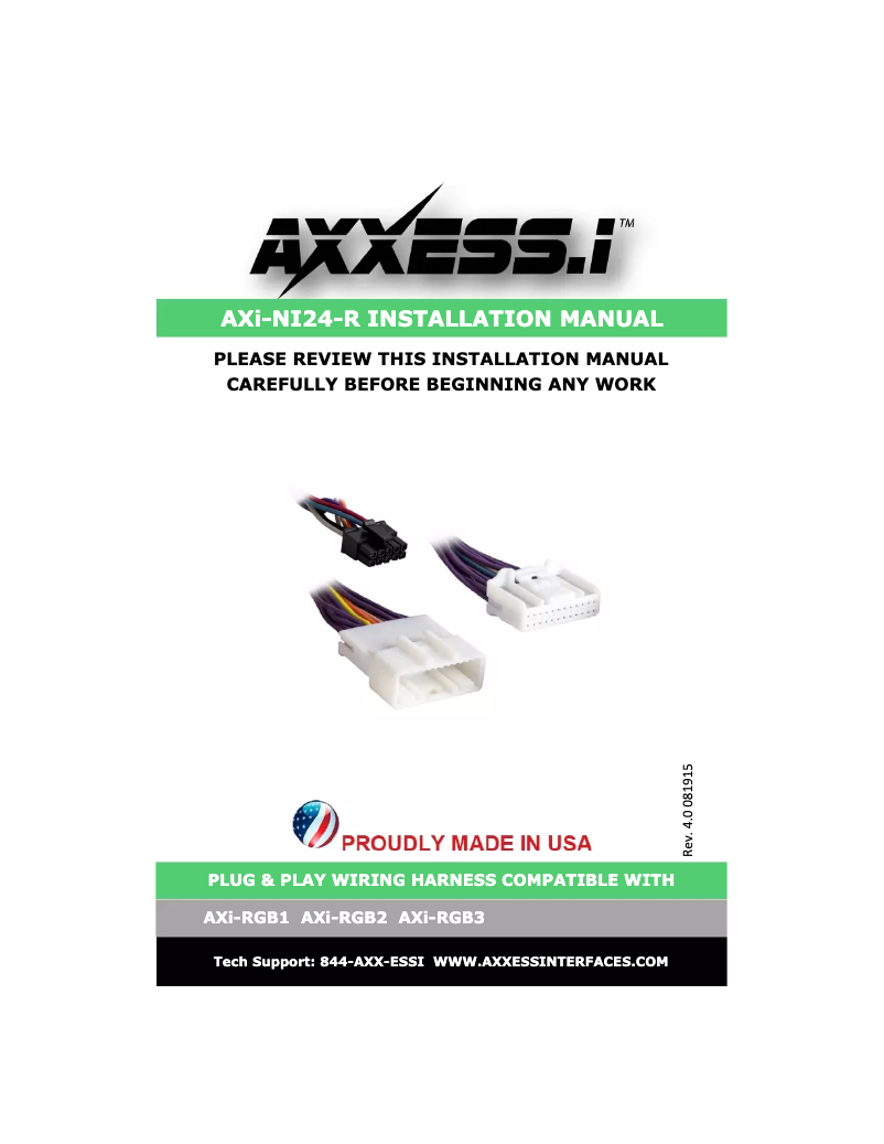 Página 1 del manual Manual de usuario Axxess AXI-NI24-R