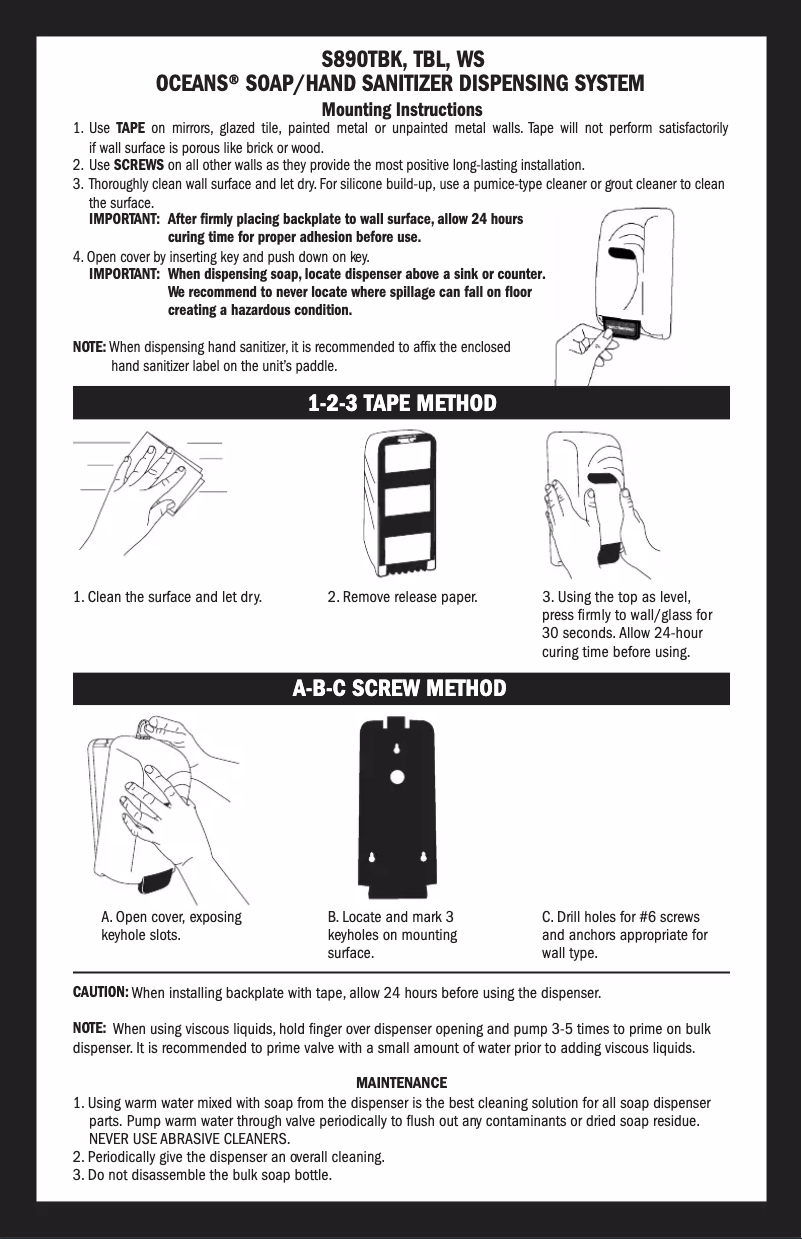 Page n°1 - Manuel utilisateur San Jamar Oceans S890TBK