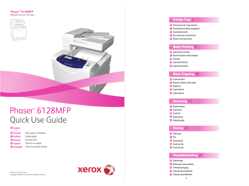 Page 1 de la notice Manuel utilisateur Xerox Phaser 6128MFP